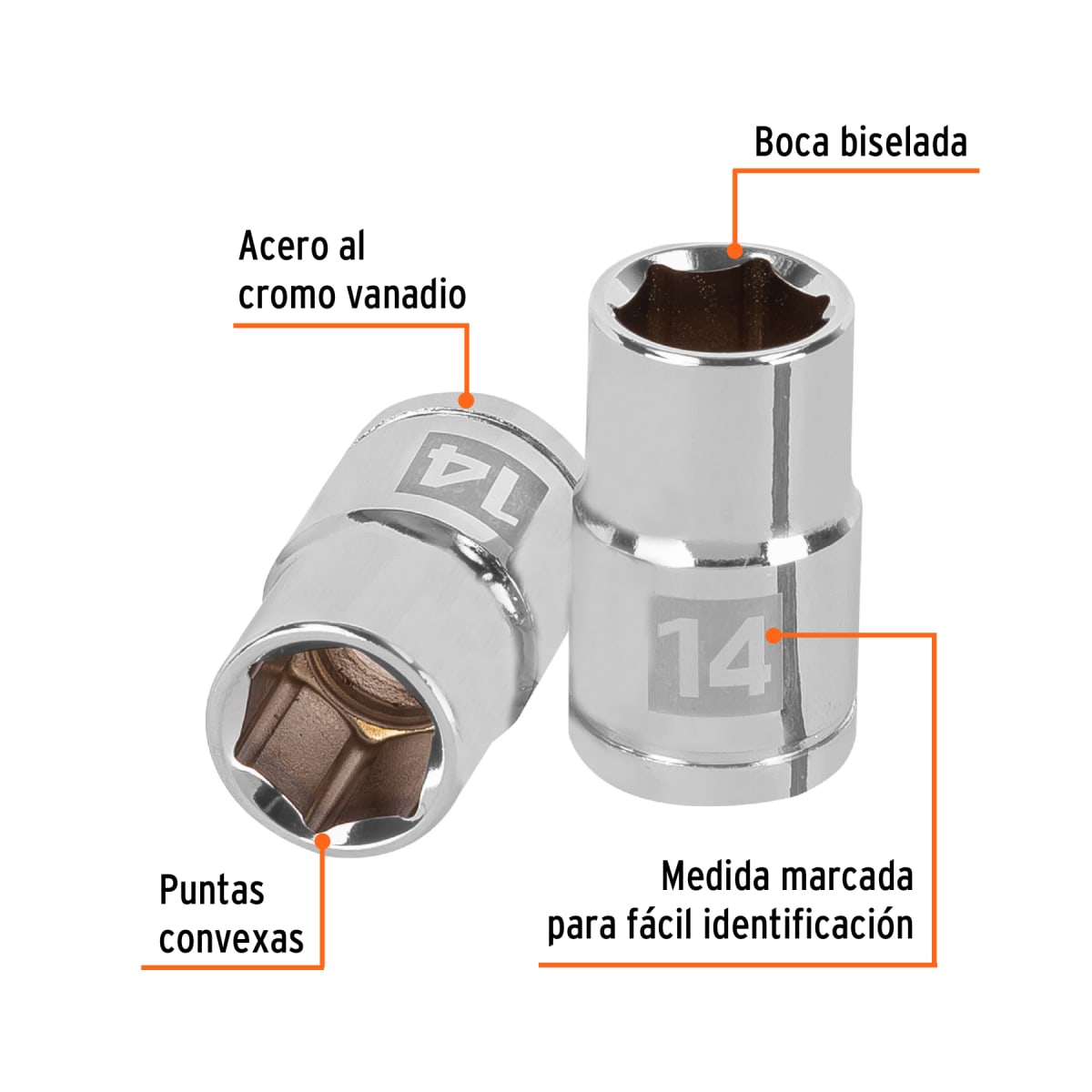 Dado hexagonal encastre 1/2'' de 14 mm. truper2