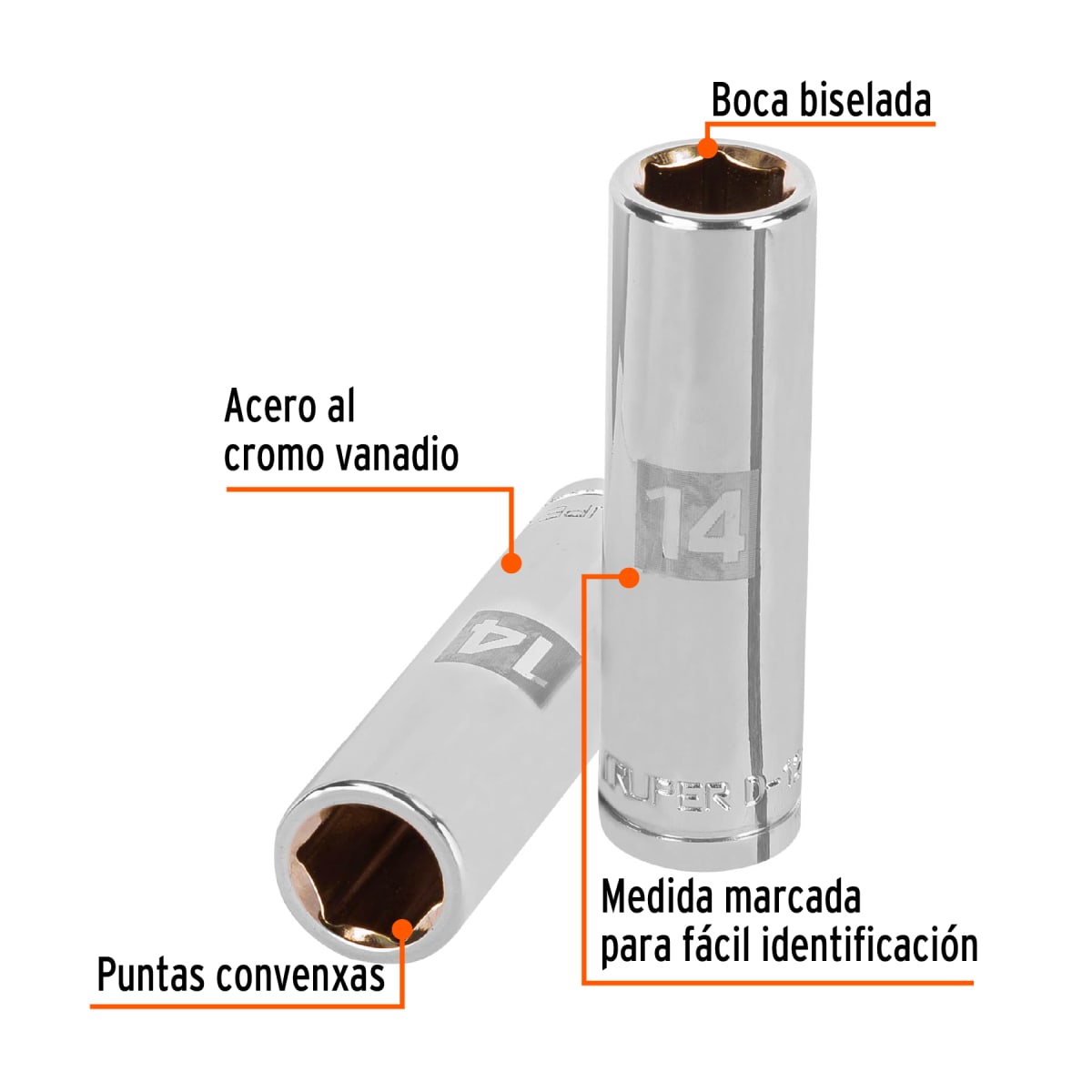 Dado tubular hexagonal encastre 1/2'' de 14 mm Truper2