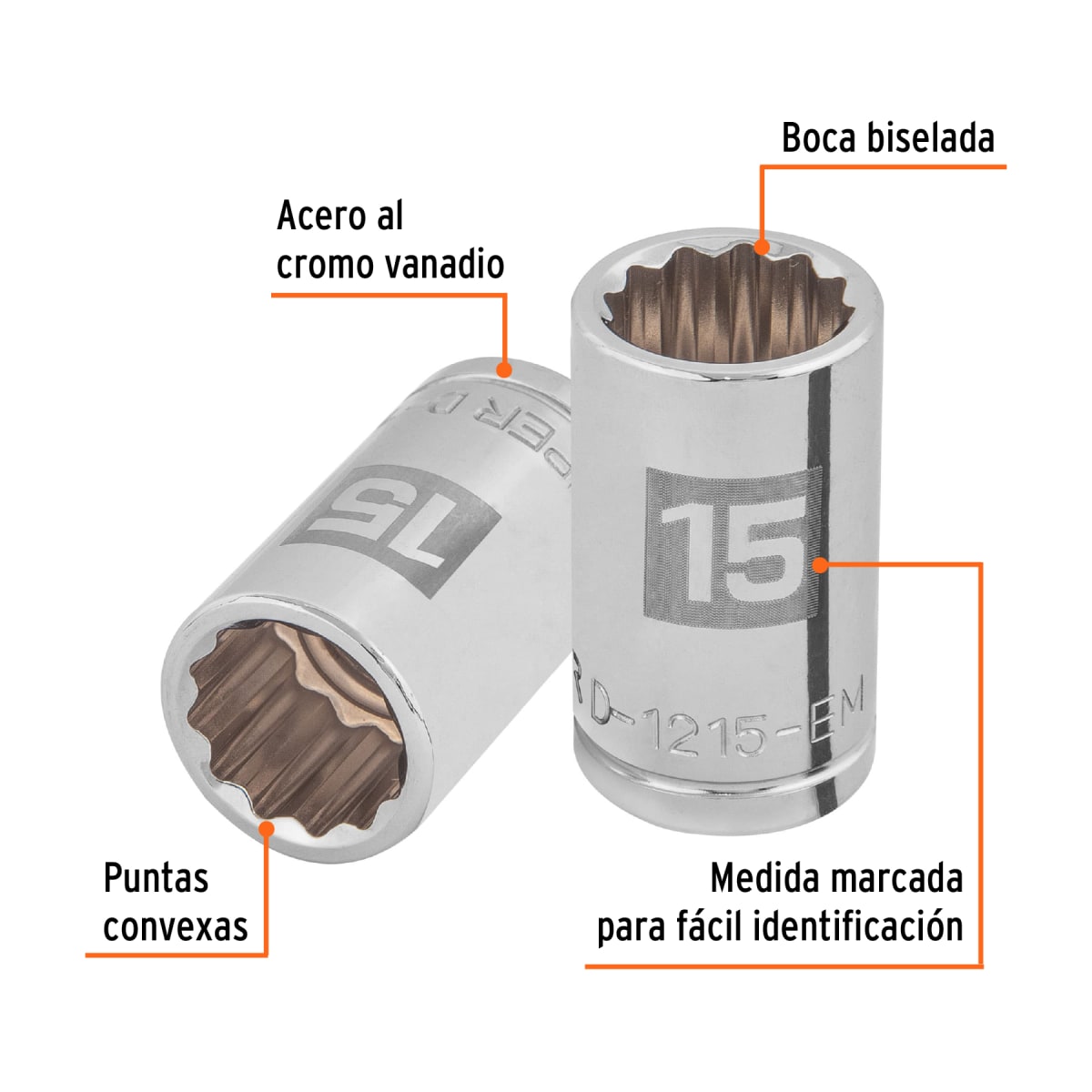 Dado poligonal encastre 1/2'' de 15 mm Truper2