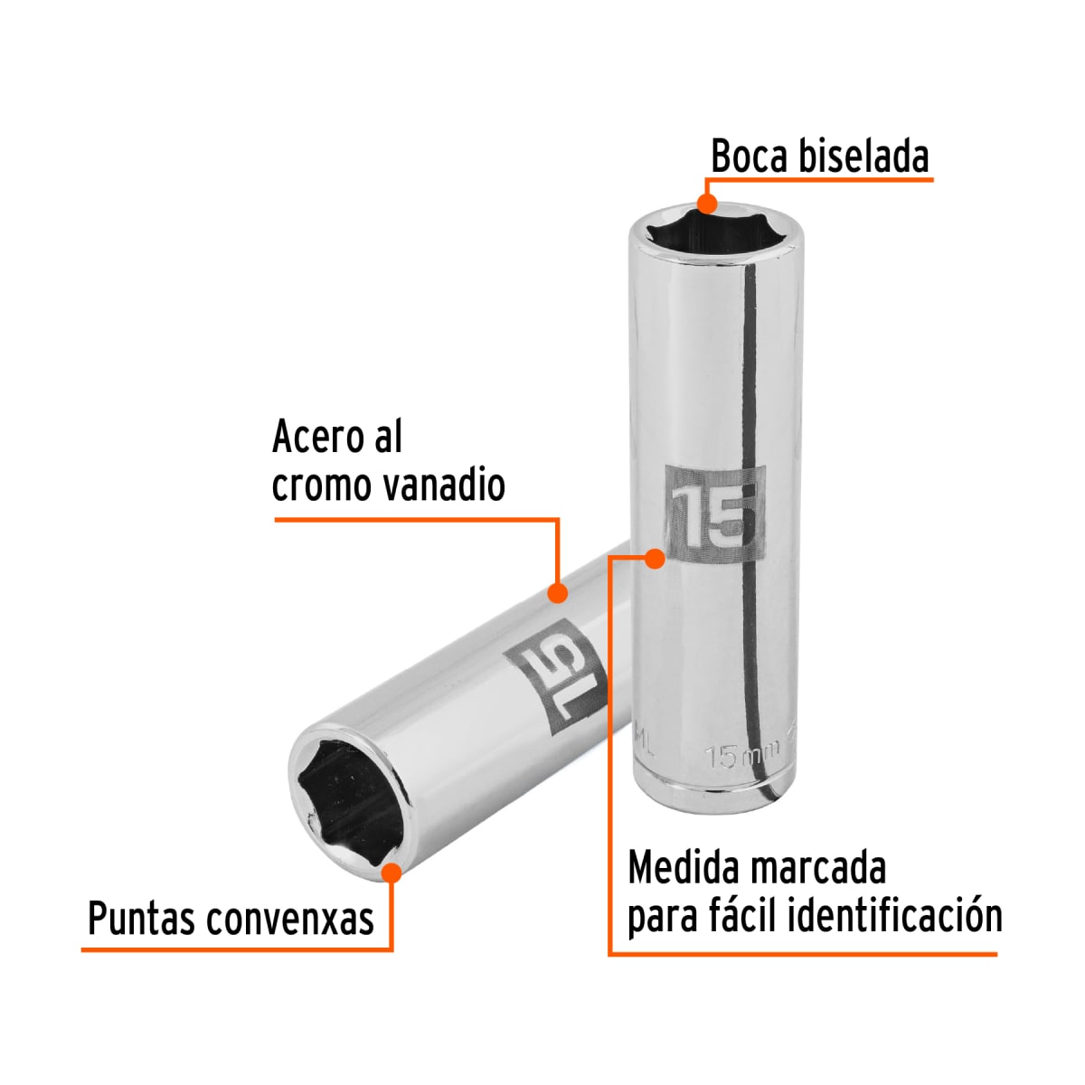 Dado tubular hexagonal encastre 1/2'' de 15 mm Truper2