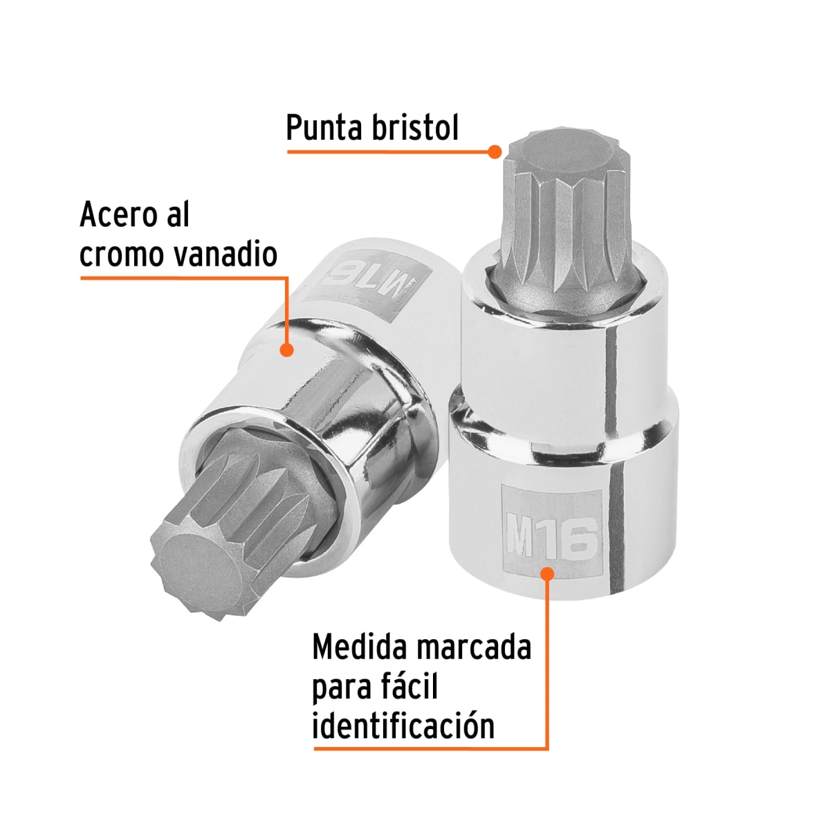 Dado encastre 1/2´´ punta corta bristol M16, Truper2