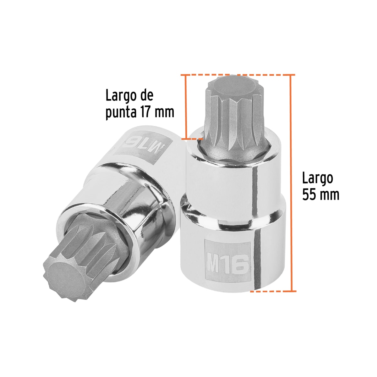 Dado encastre 1/2´´ punta corta bristol M16, Truper3