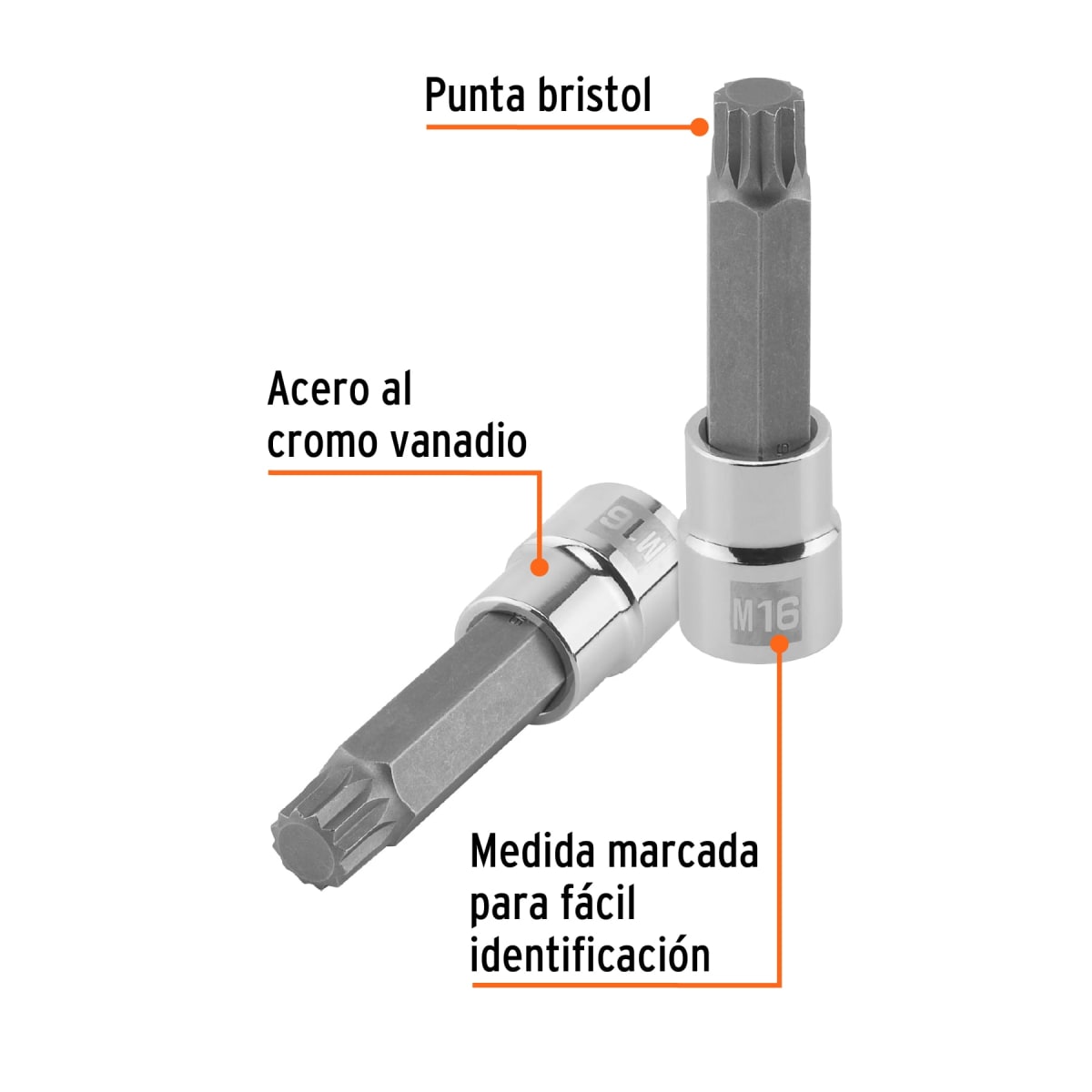 Dado encastre 1/2'' punta larga bristol m16 Truper2