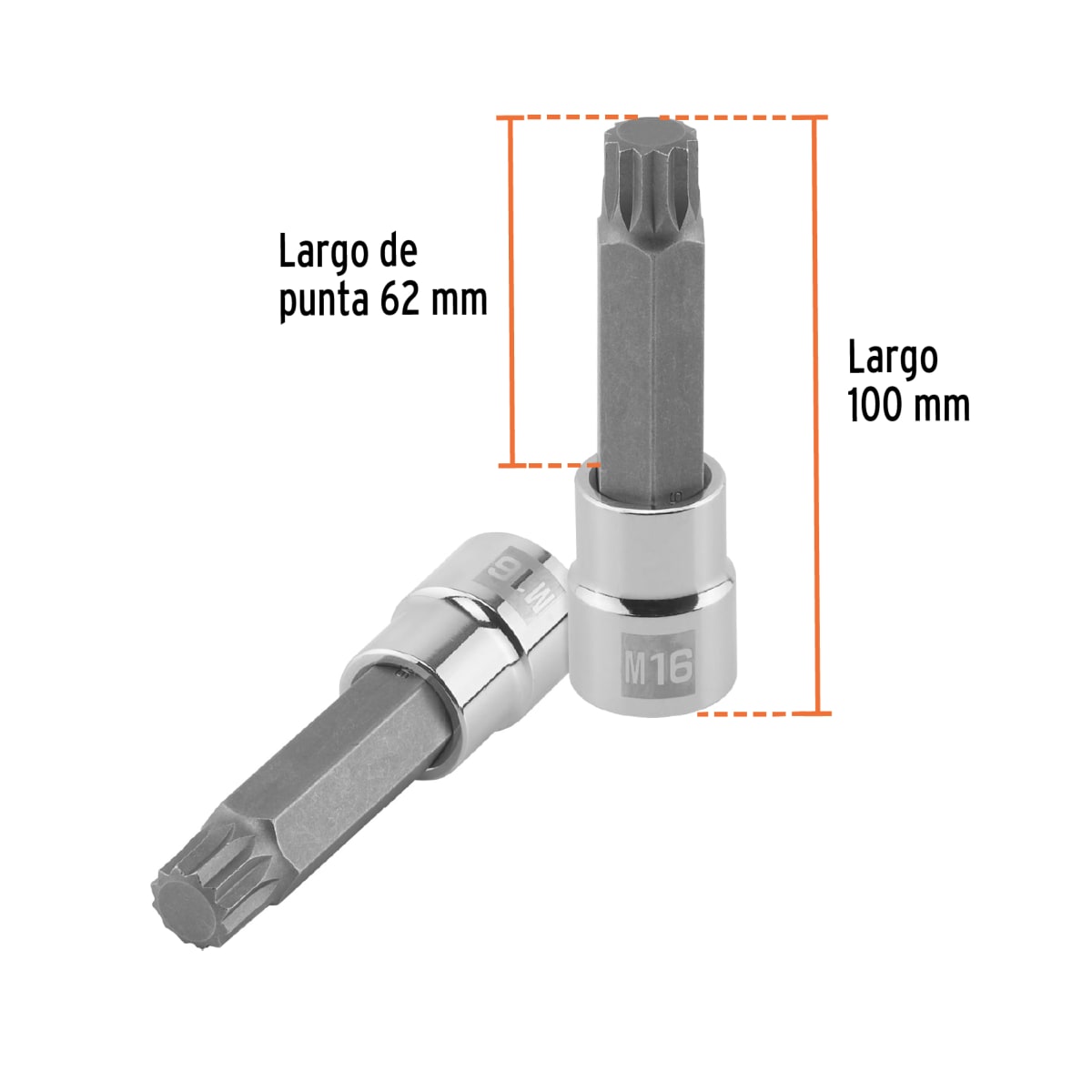 Dado encastre 1/2'' punta larga bristol m16 Truper3