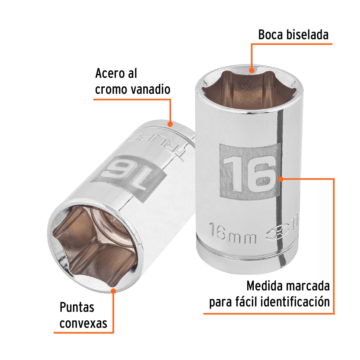 Dado hexagonal encastre 1/2'' de 16 mm. truper2