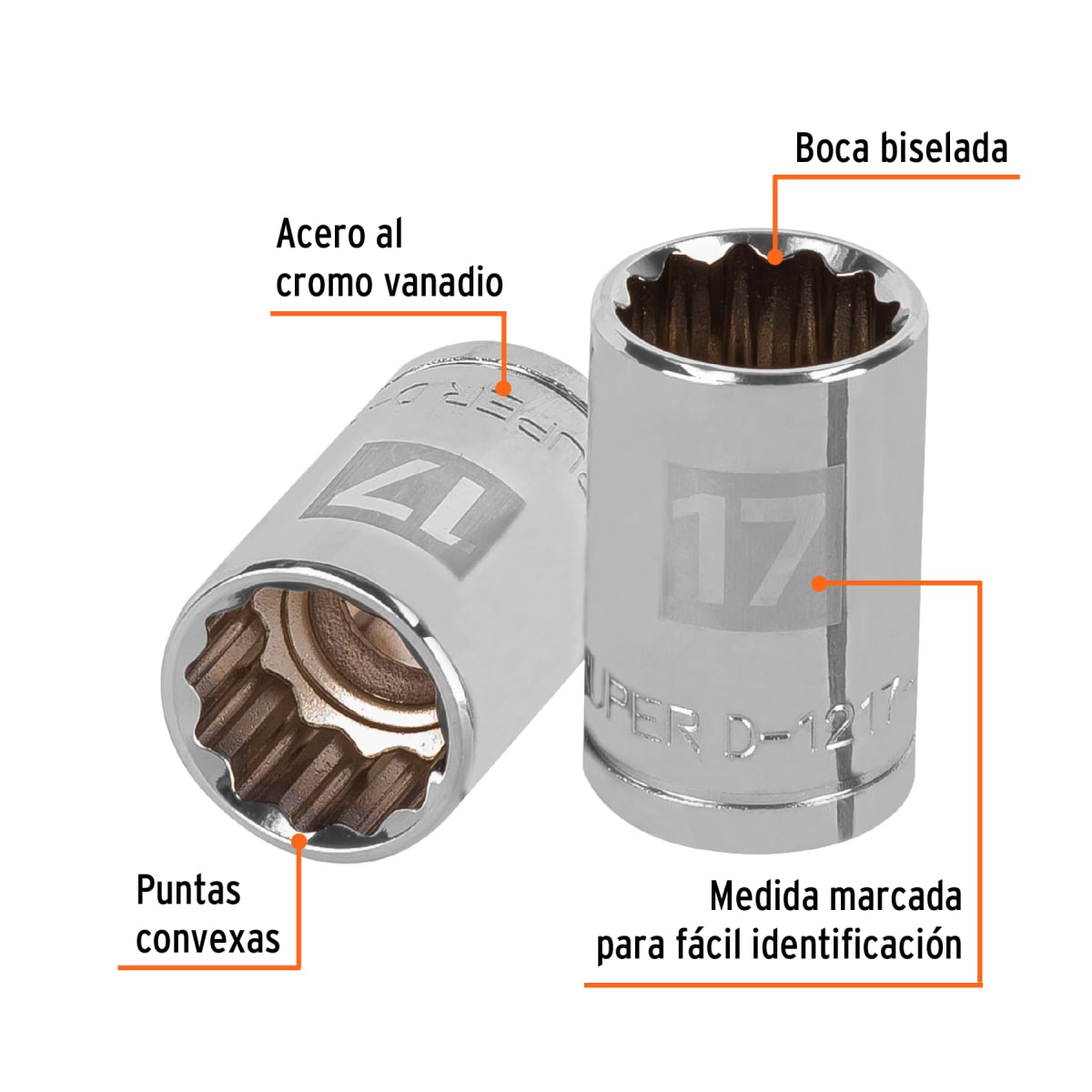 Dado poligonal encastre 1/2'' de 17 mm Truper2