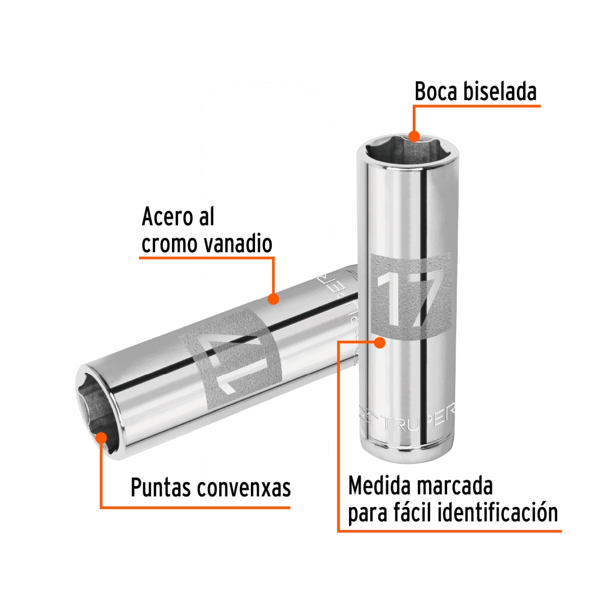 Dado tubular hexagonal encastre 1/2'' de 17 mm Truper2