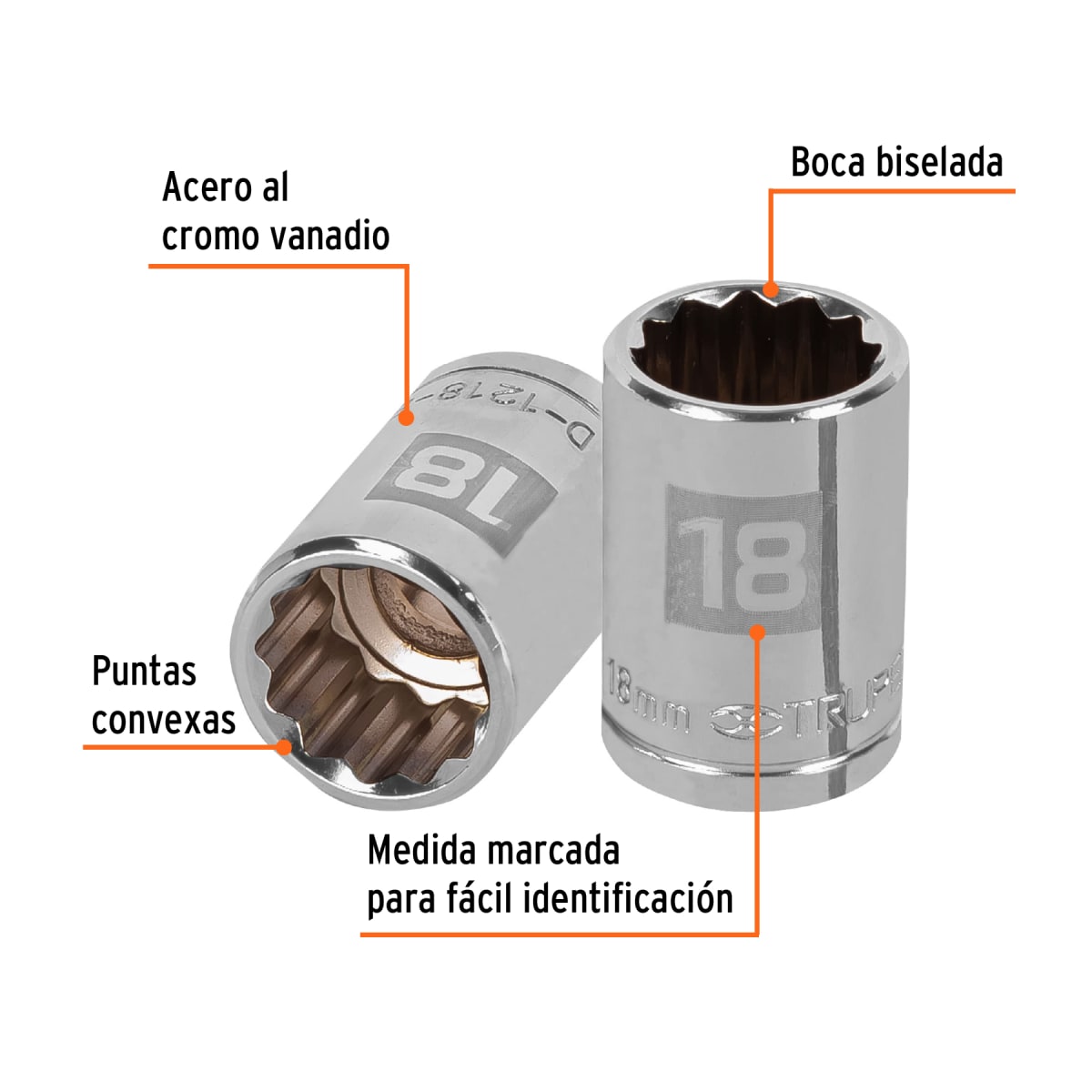 Dado poligonal encastre 1/2'' de 18 mm Truper2