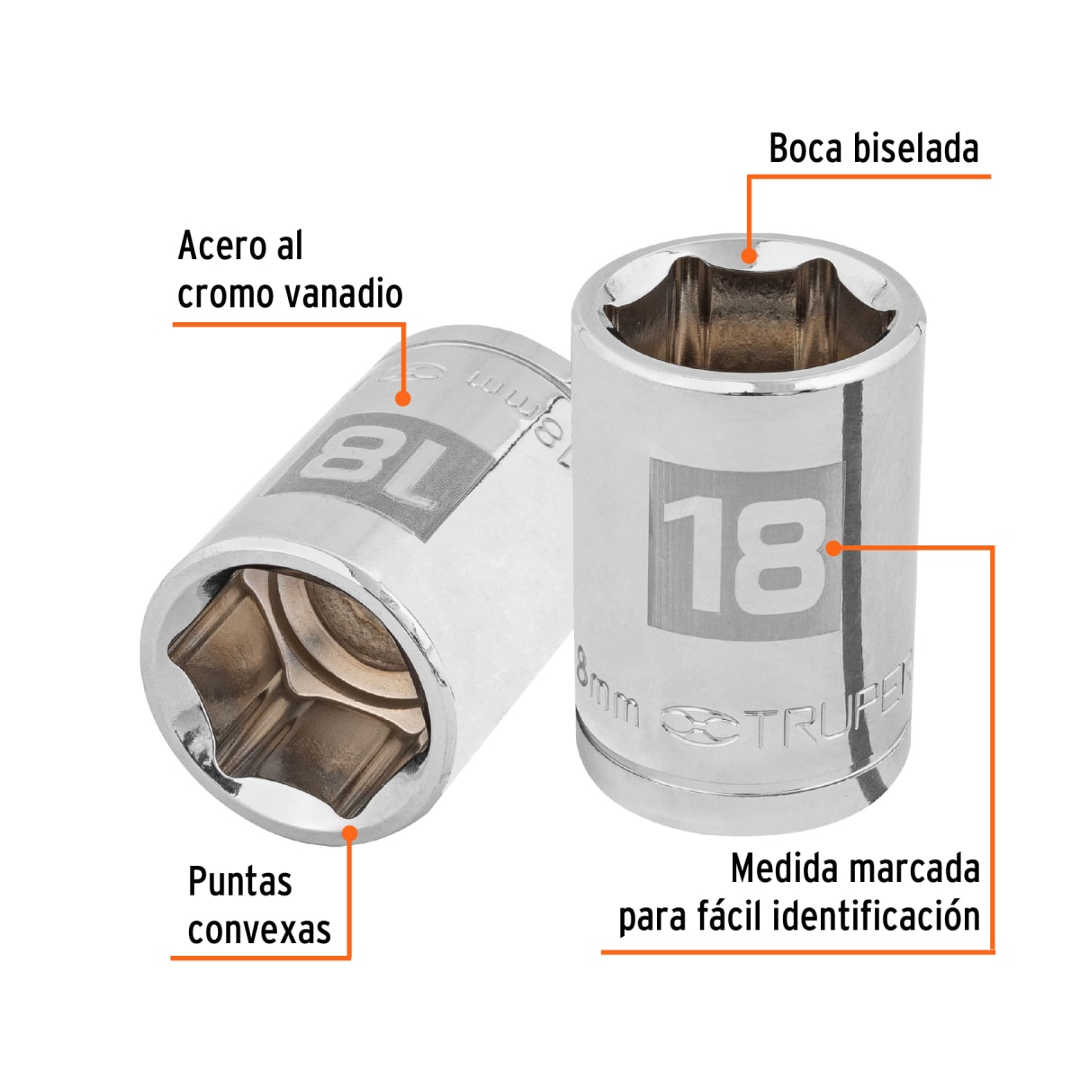 Dado hexagonal encastre 1/2'' de 18 mm. truper2
