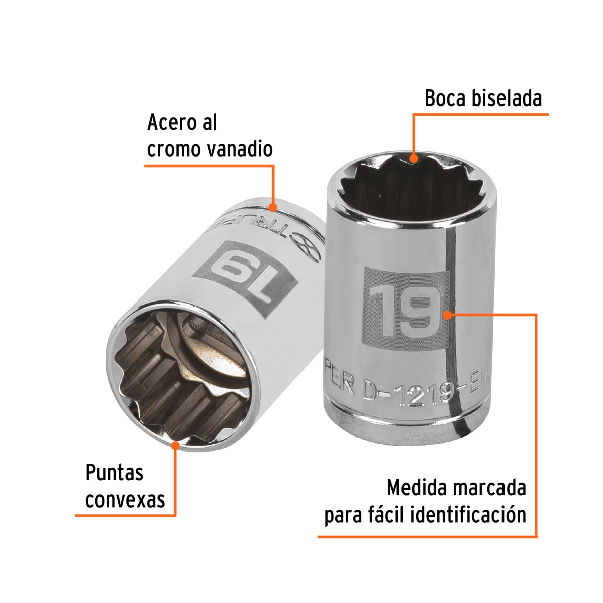 Dado poligonal encastre 1/2'' de 19 mm Truper2
