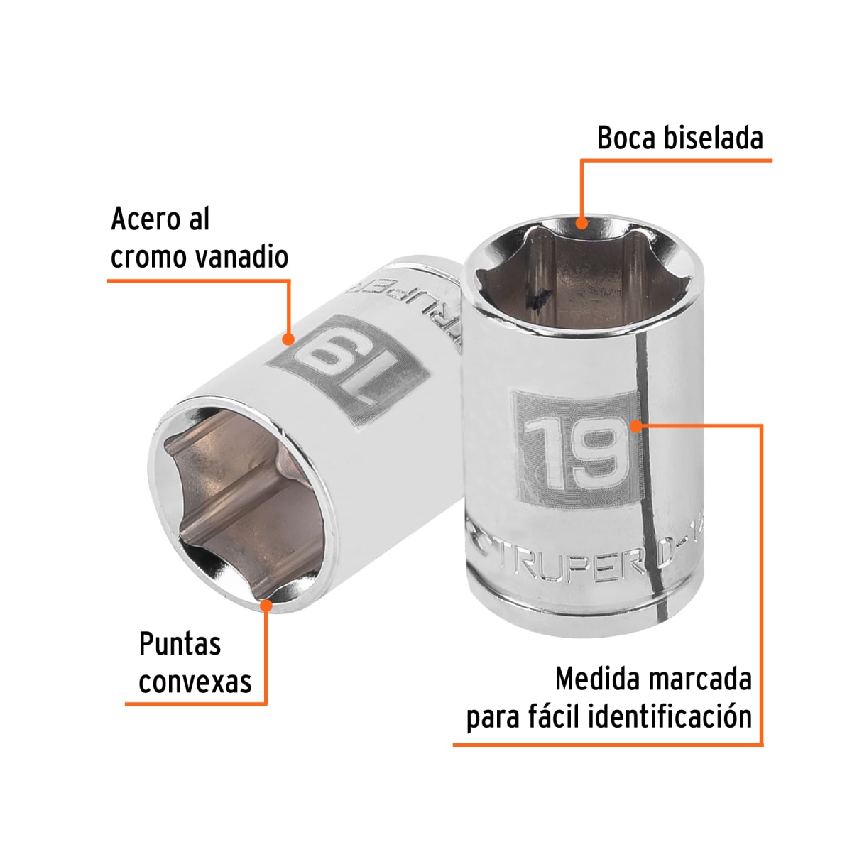 Dado hexagonal encastre 1/2'' de 19 mm. truper2