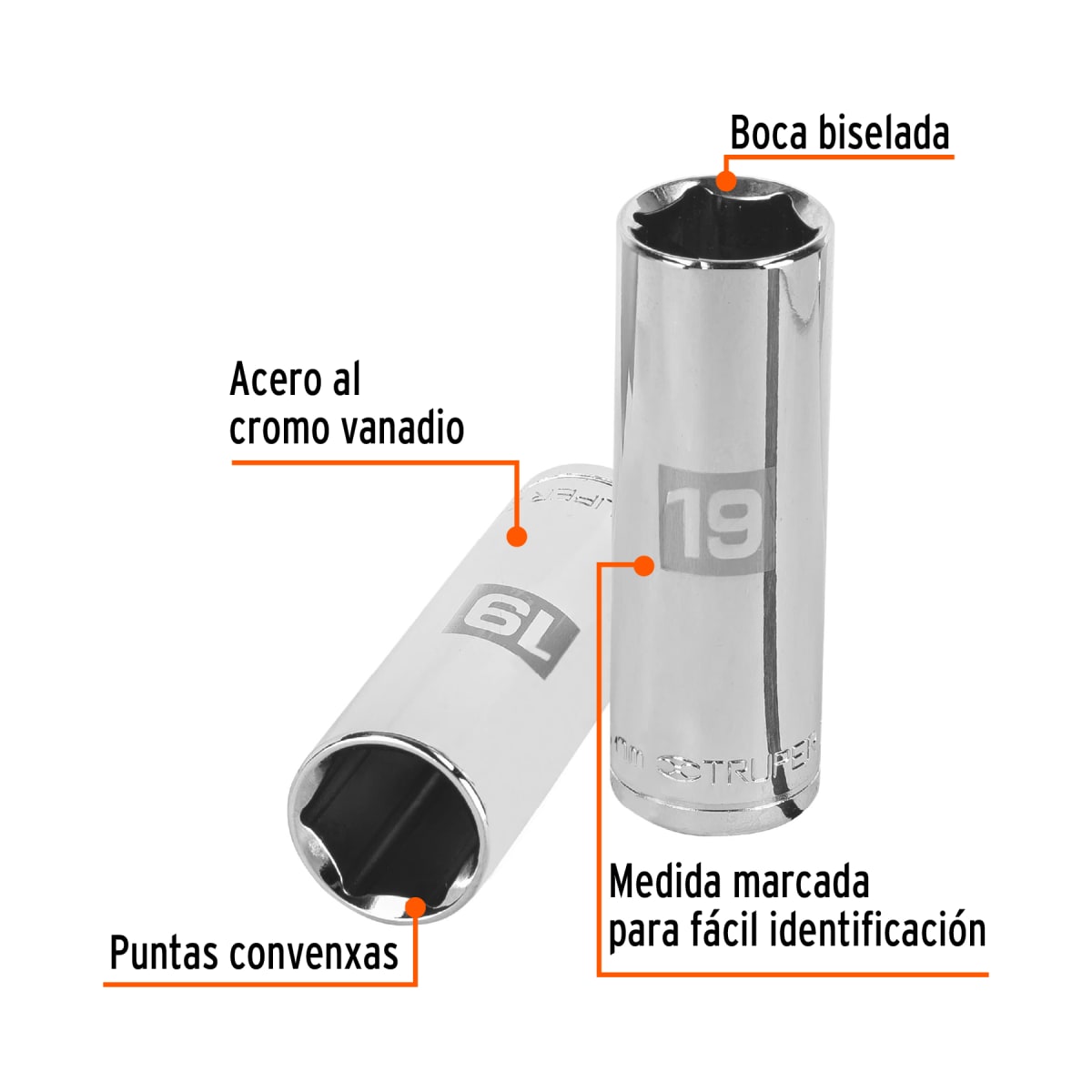 Dado tubular hexagonal encastre 1/2'' de 19 mm Truper2