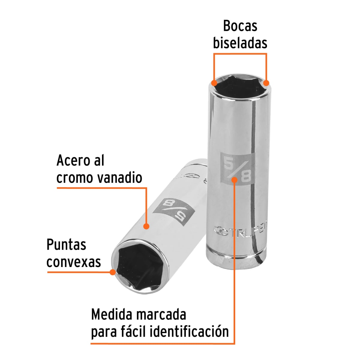 Dado tubular hexagonal encastre 1/2'' para bujía de 13/16'' Truper2