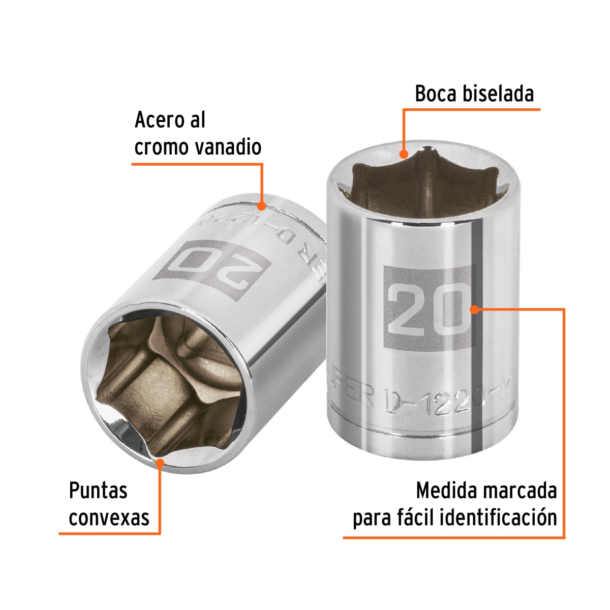 Dado hexagonal encastre 1/2'' de 20 mm. truper2
