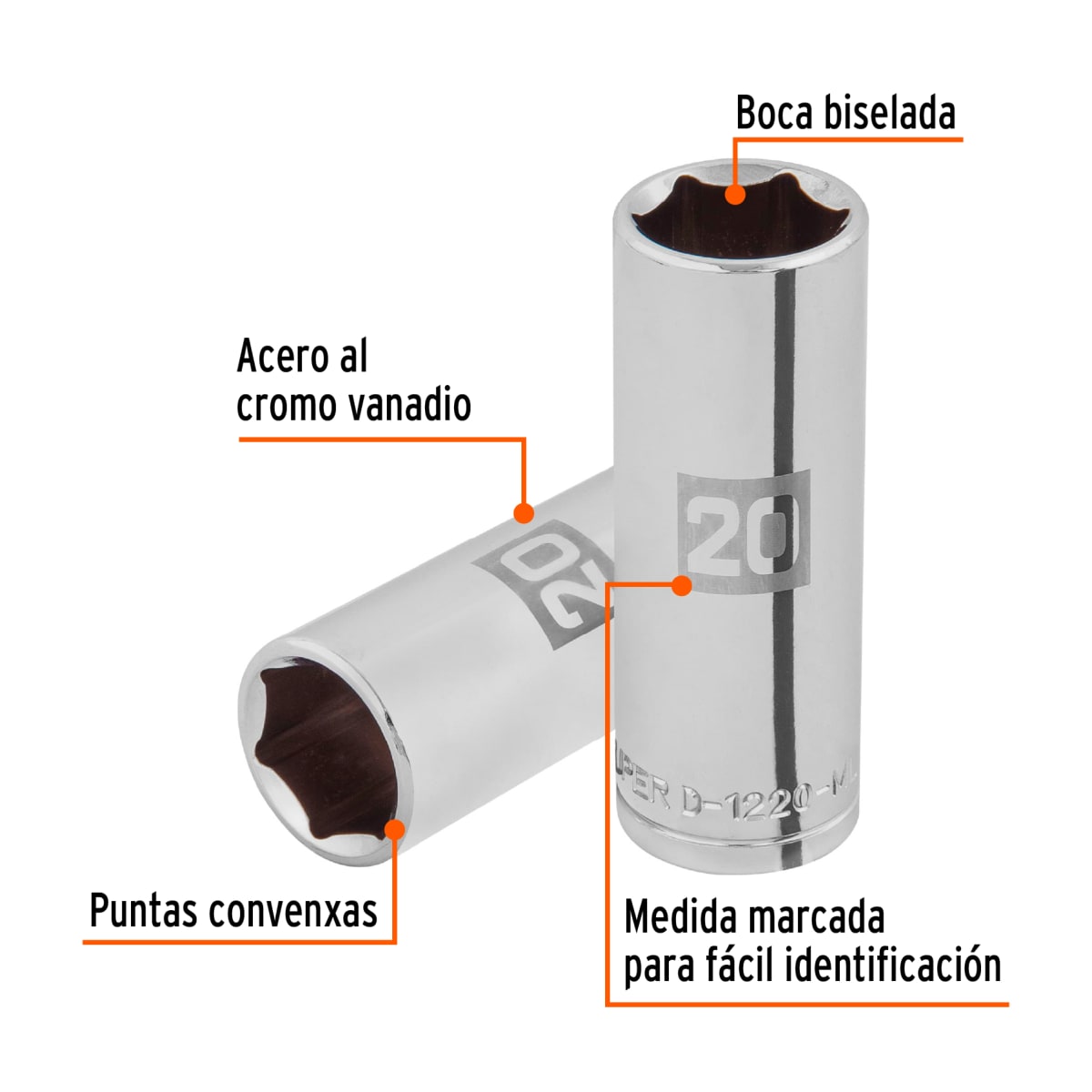 Dado tubular hexagonal encastre 1/2'' de 20 mm Truper2