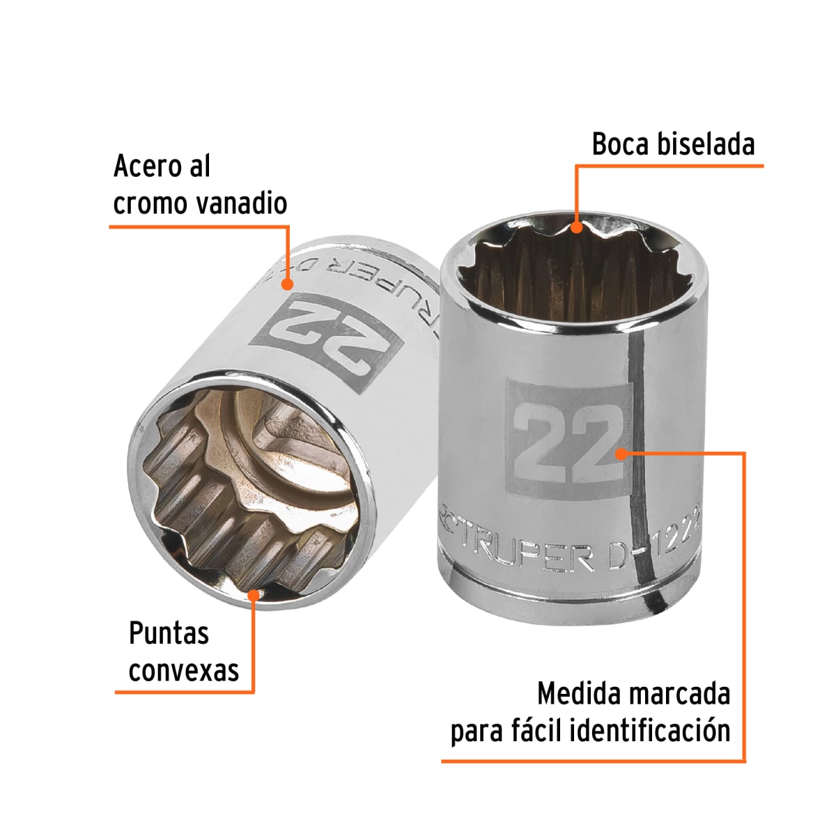 Dado poligonal encastre 1/2'' de 22 mm Truper2