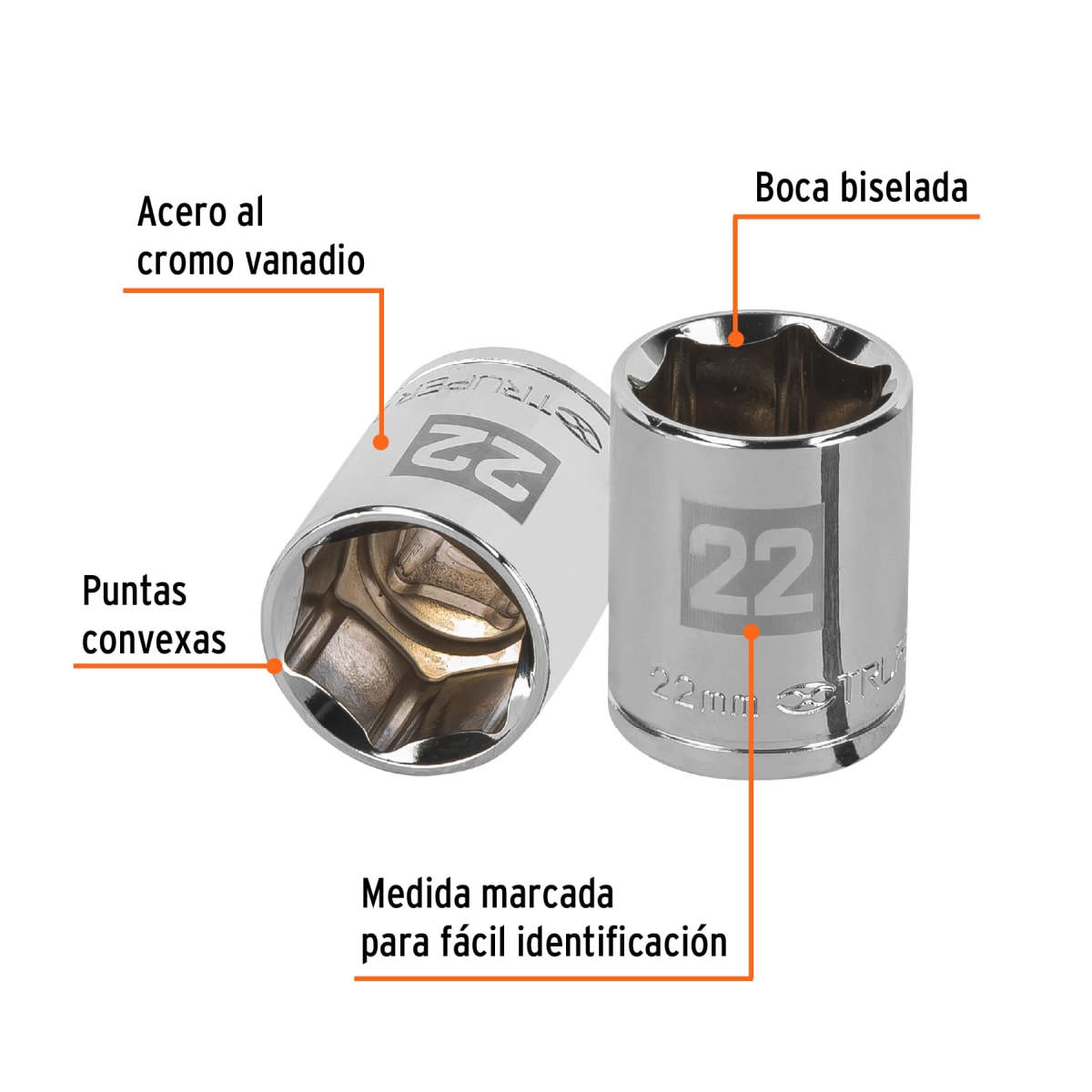Dado hexagonal encastre 1/2'' de 22 mm Truper2