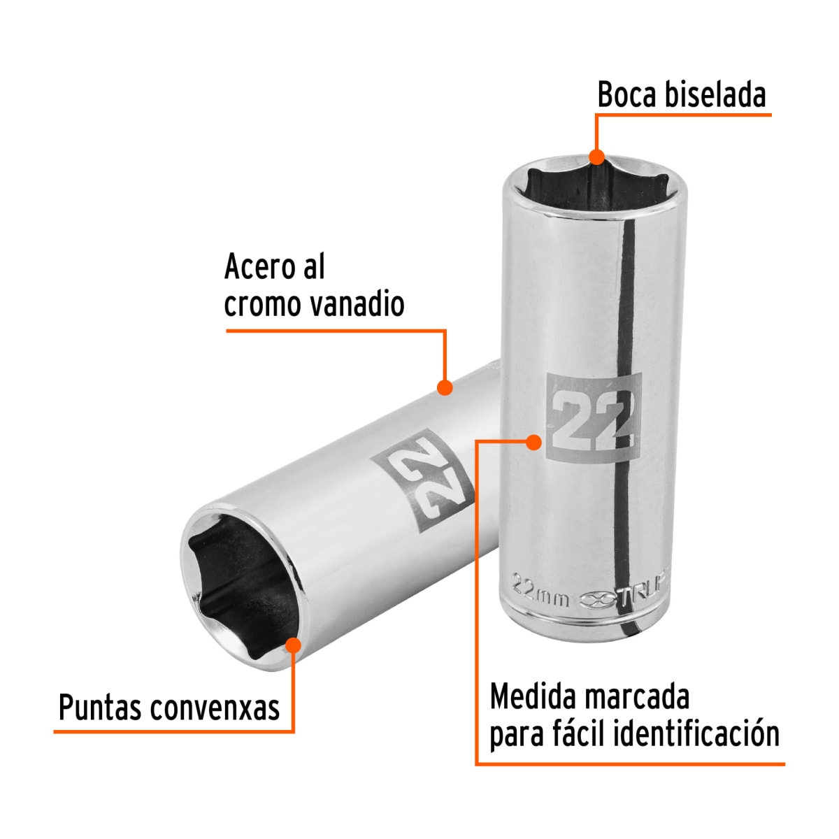 Dado tubular hexagonal encastre 1/2'' de 22 mm Truper2