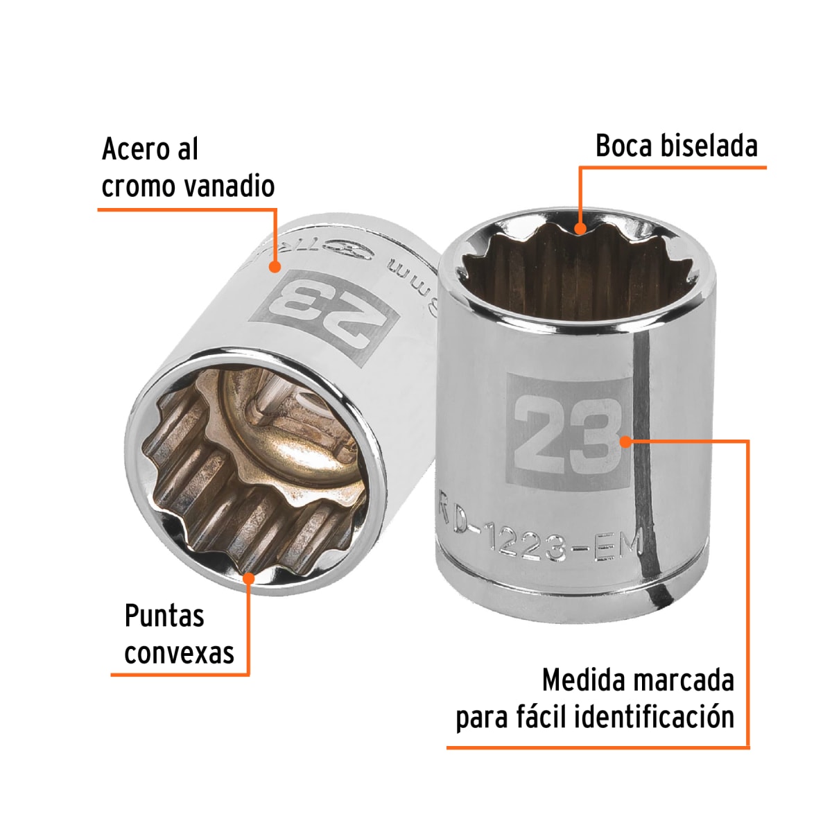 Dado poligonal encastre 1/2´´ de 23 mm, Truper2