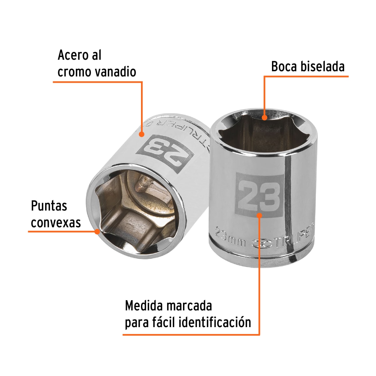 Dado hexagonal encastre 1/2'' de 23 mm. truper2