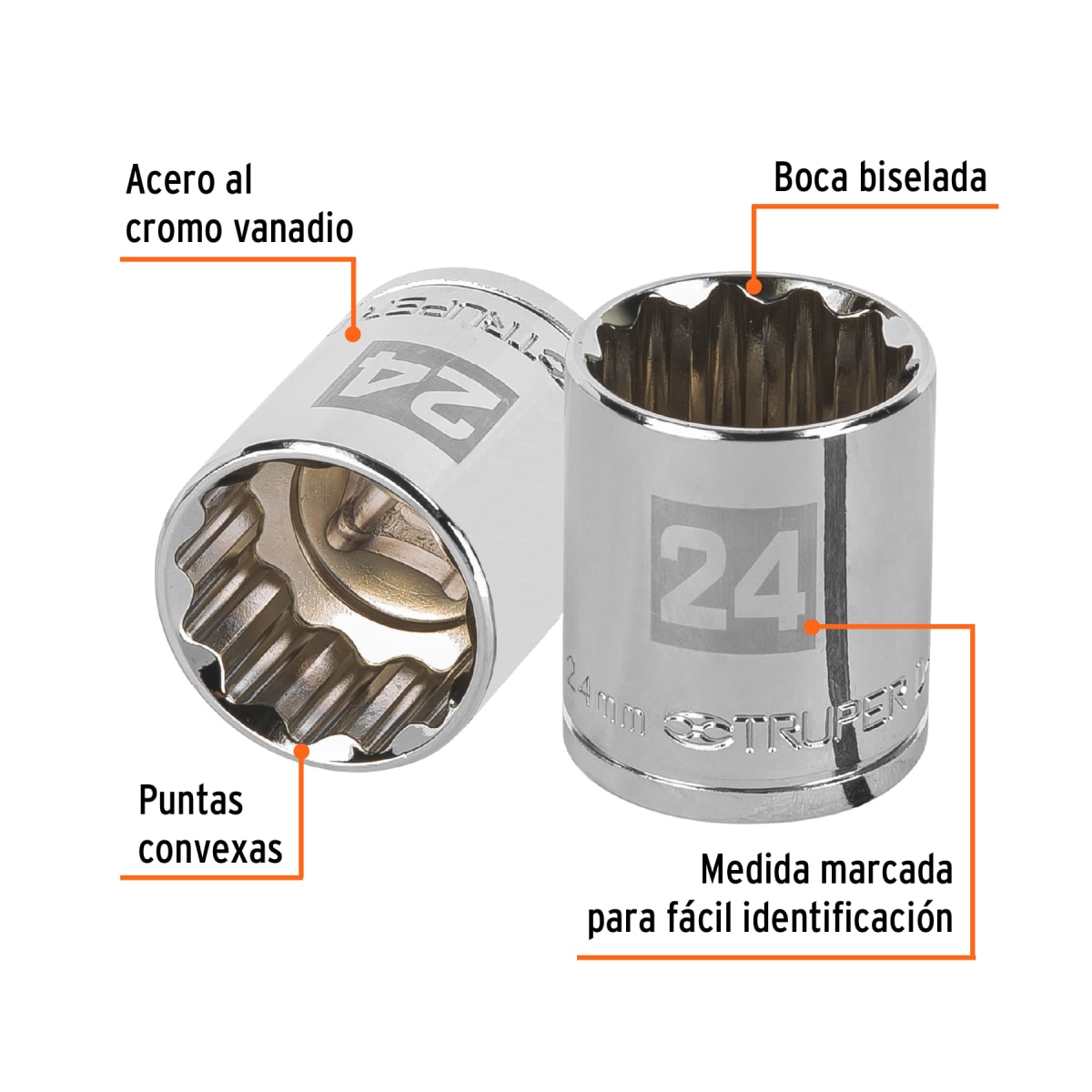 Dado poligonal encastre 1/2'' de 24 mm Truper2