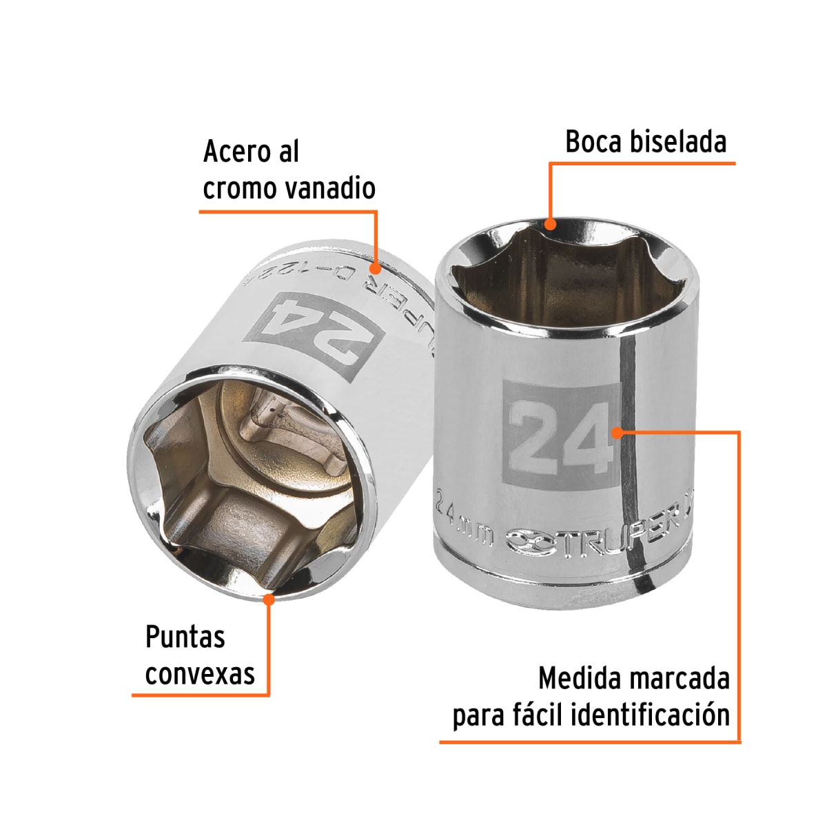 Dado hexagonal encastre 1/2'' de 24 mm Truper2