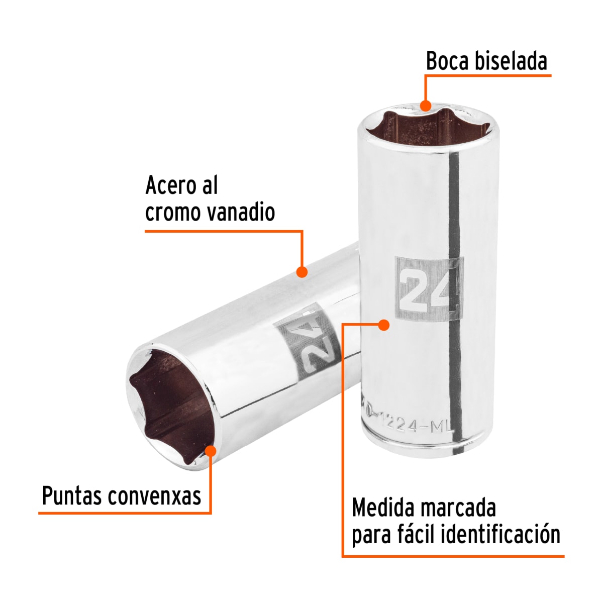 Dado tubular hexagonal encastre 1/2'' de 24 mm Truper2