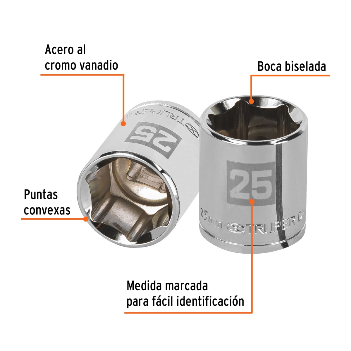 Dado hexagonal encastre 1/2'' de 25 mm. truper2