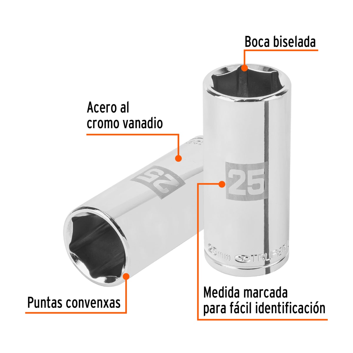 Dado tubular hexagonal encastre 1/2'' de 25 mm Truper2