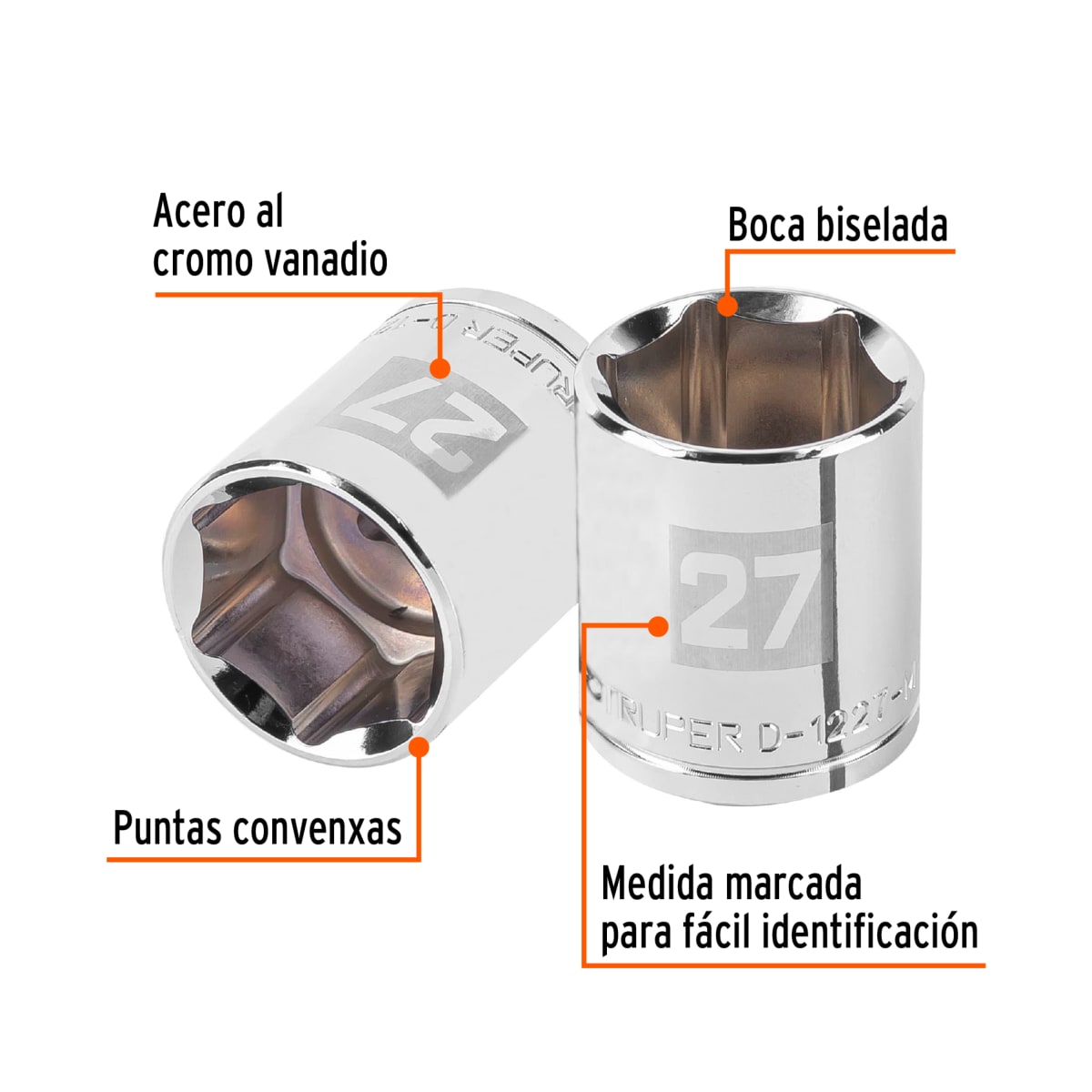 Dado hexagonal encastre 1/2'' de 27 mm Truper2