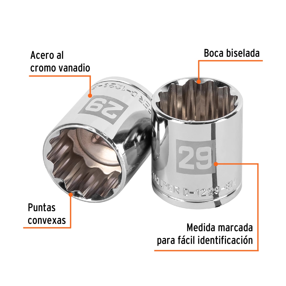 Dado poligonal encastre 1/2´´ de 29 mm, Truper2