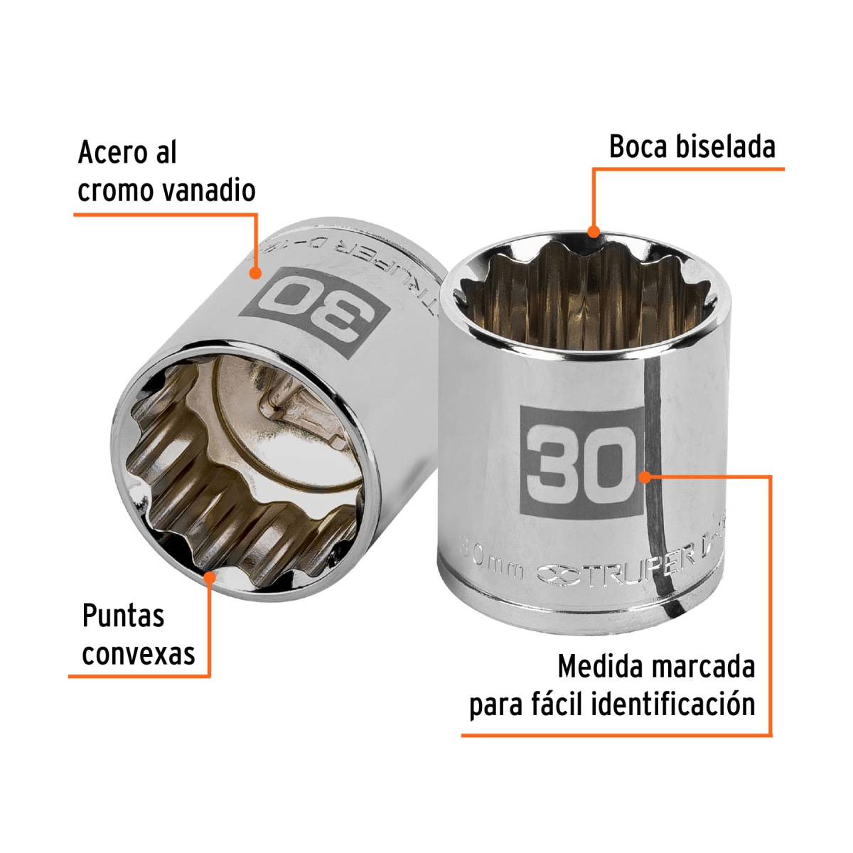 Dado poligonal encastre 1/2'' de 30 mm Truper2