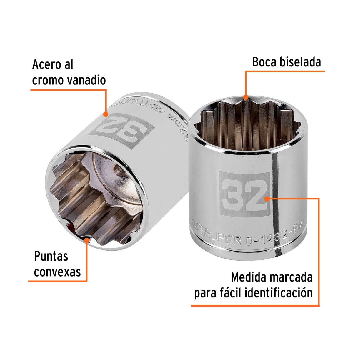 Dado poligonal encastre 1/2'' de 32 mm Truper2