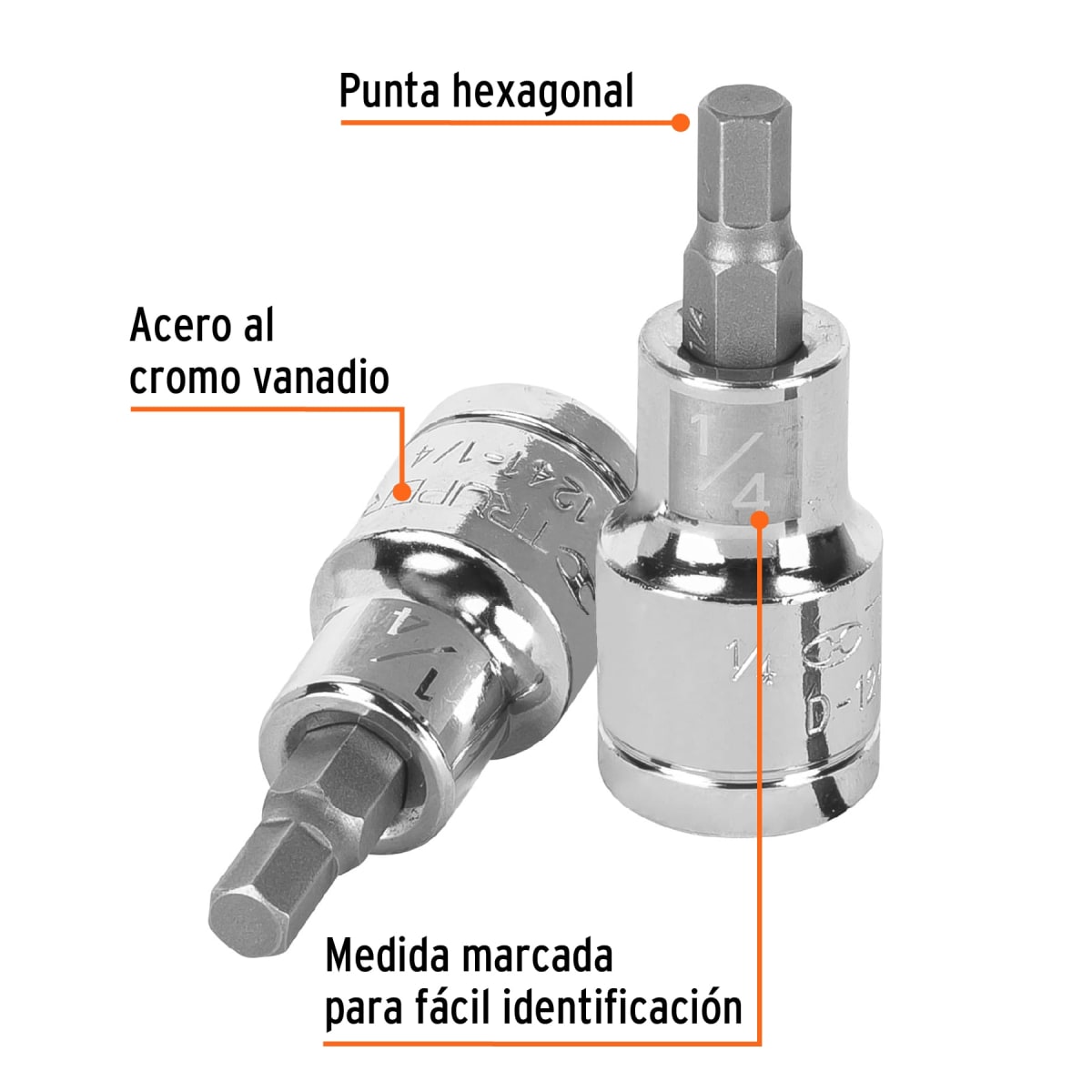 Dado de punta hexagonal encastre 1/2'' de 1/4'' Truper2