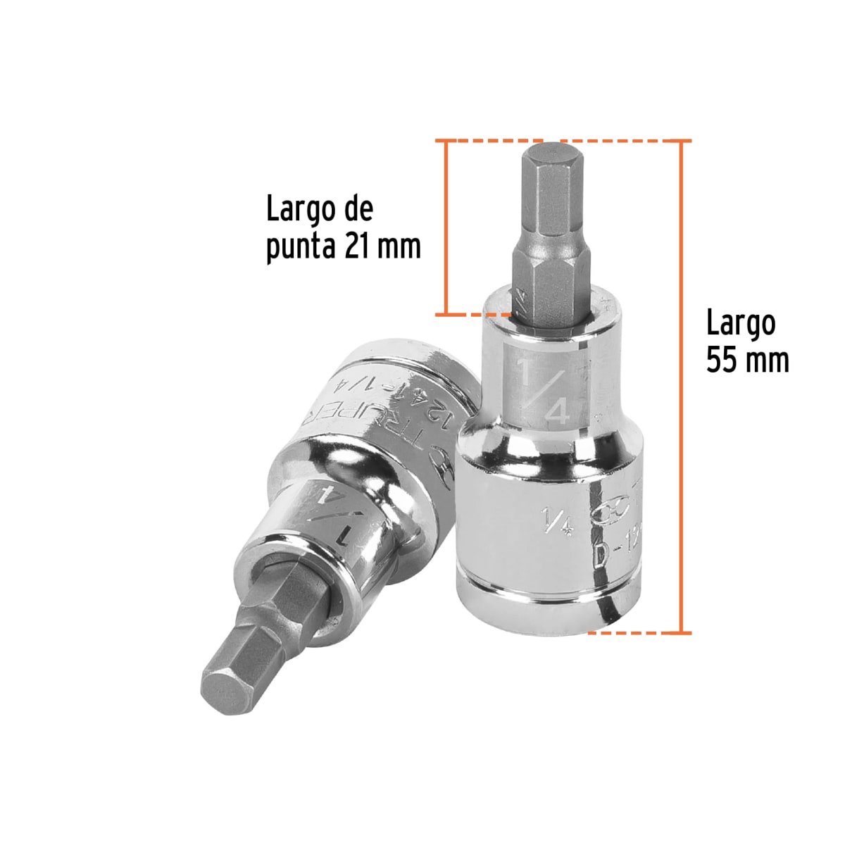 Dado de punta hexagonal encastre 1/2'' de 1/4'' Truper3