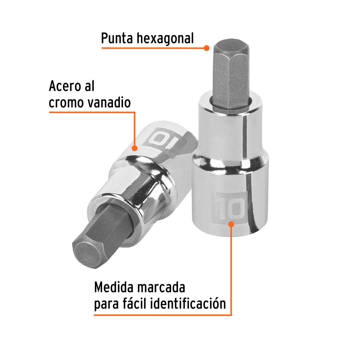 Dado de punta hexagonal encastre 1/2'' de 10 mm Truper2