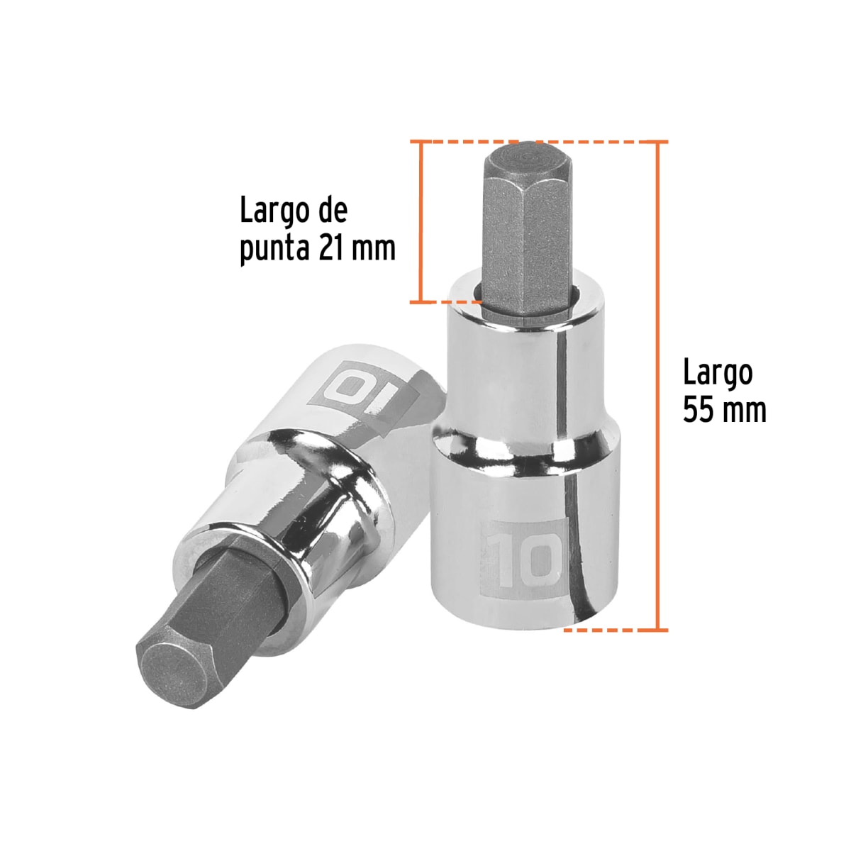 Dado de punta hexagonal encastre 1/2'' de 10 mm Truper3