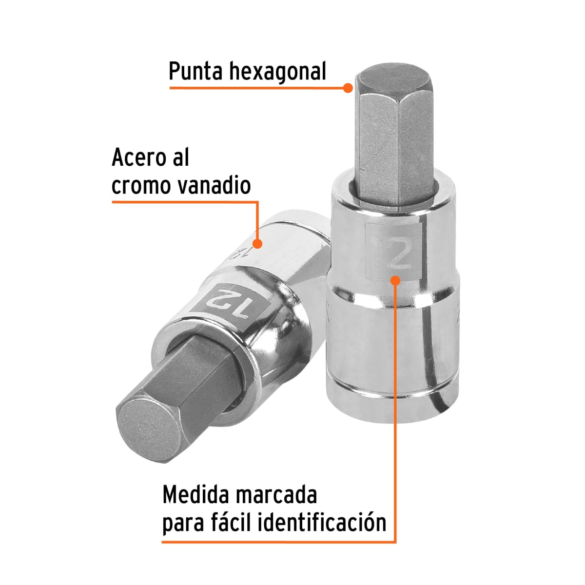 Dado de punta hexagonal encastre 1/2'' de 12 mm. truper2