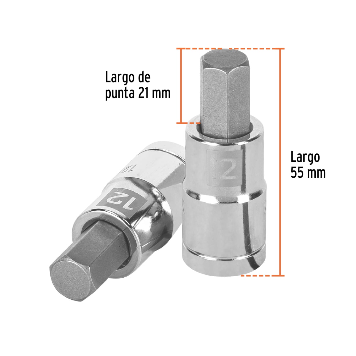 Dado de punta hexagonal encastre 1/2'' de 12 mm. truper3