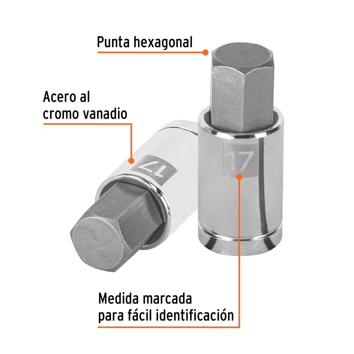 Dado de punta hexagonal encastre 1/2'' de 17 mm Truper2