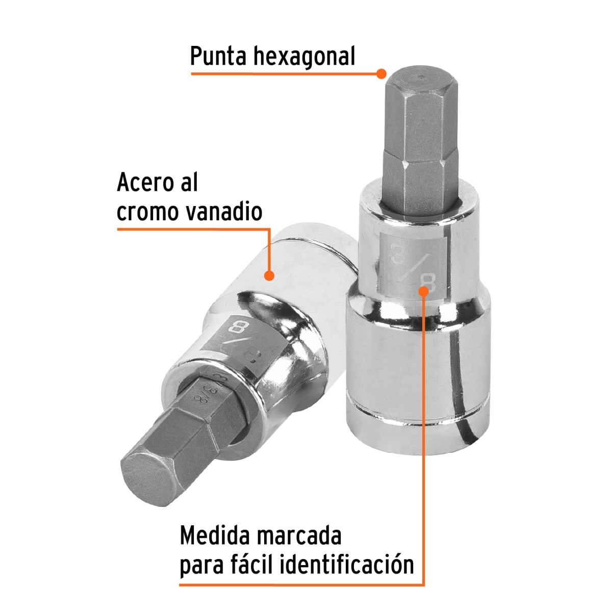 Dado de punta hexagonal encastre 1/2'' de 3/8'' Truper2