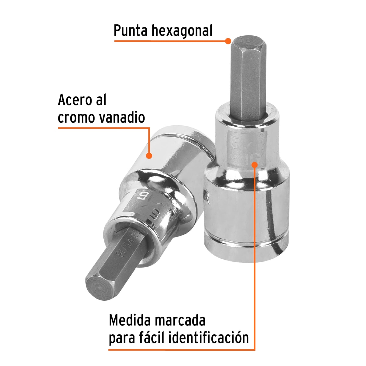 Dado de punta hexagonal encastre 1/2'' de 5/16'' Truper2