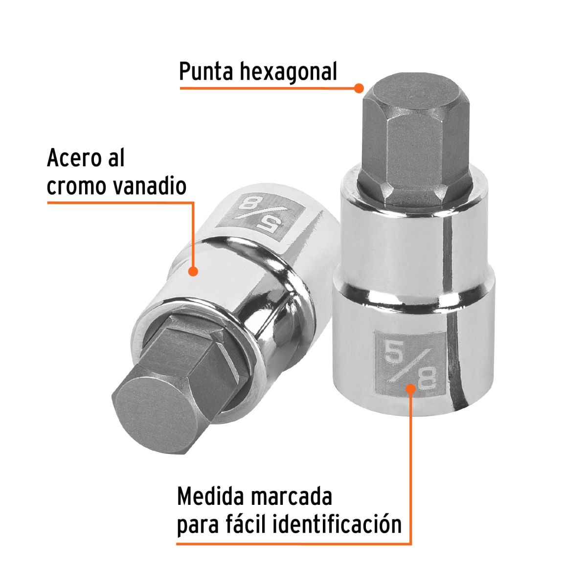 Dado de punta hexagonal encastre 1/2'' de 5/8'' Truper2