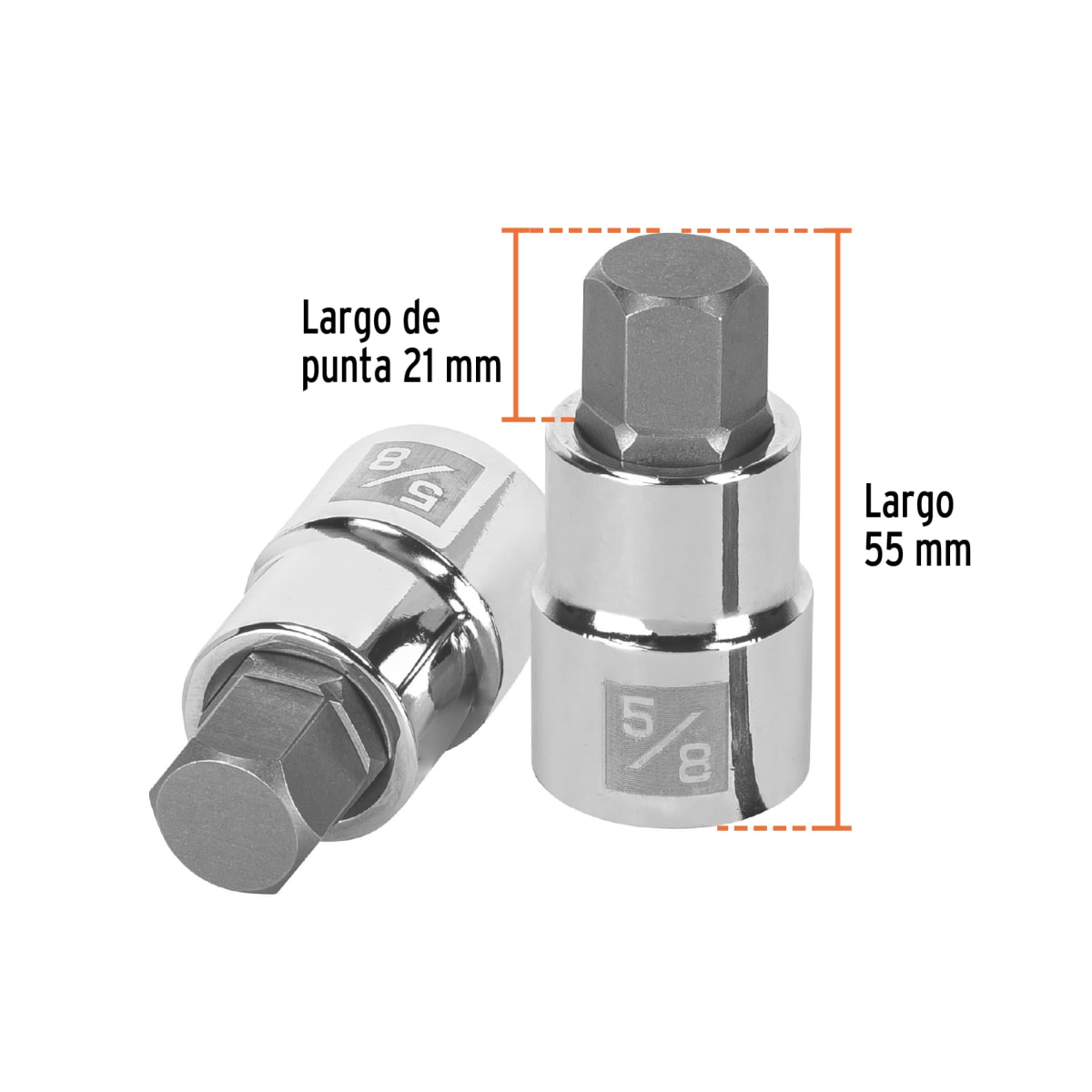 Dado de punta hexagonal encastre 1/2'' de 5/8'' Truper3