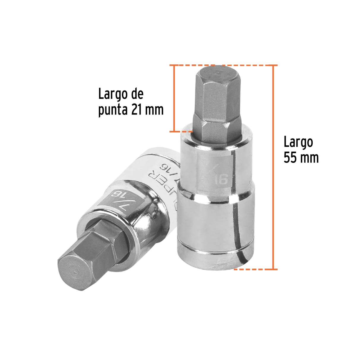 Dado de punta hexagonal encastre 1/2'' de 7/16'' Truper3