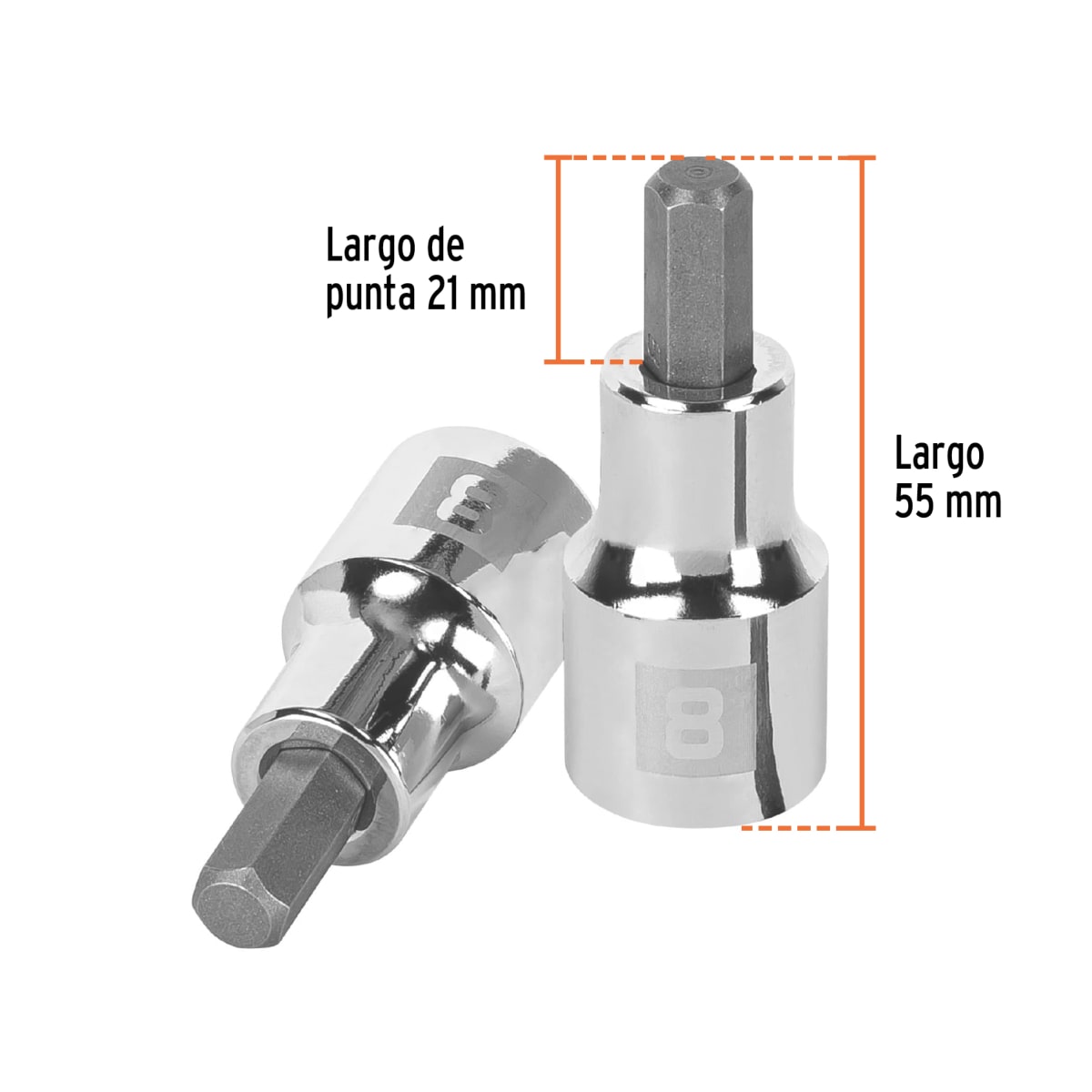 Dado de punta hexagonal encastre 1/2'' de 8 mm Truper3