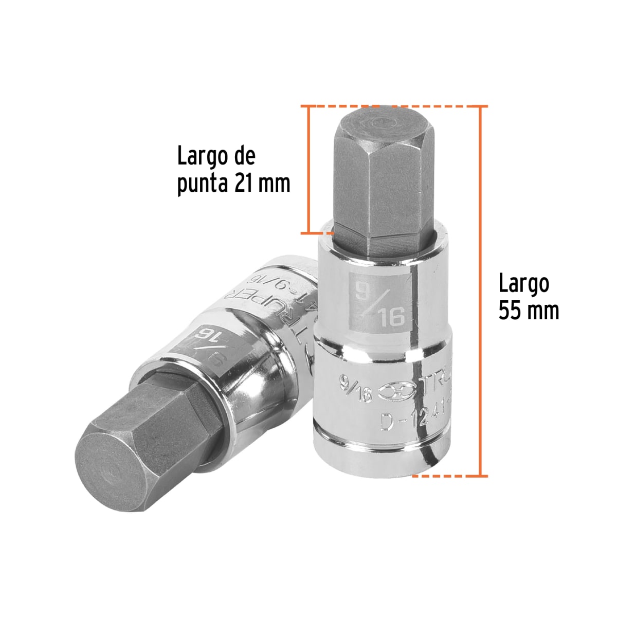 Dado de punta hexagonal encastre 1/2'' de 9/16'' Truper3
