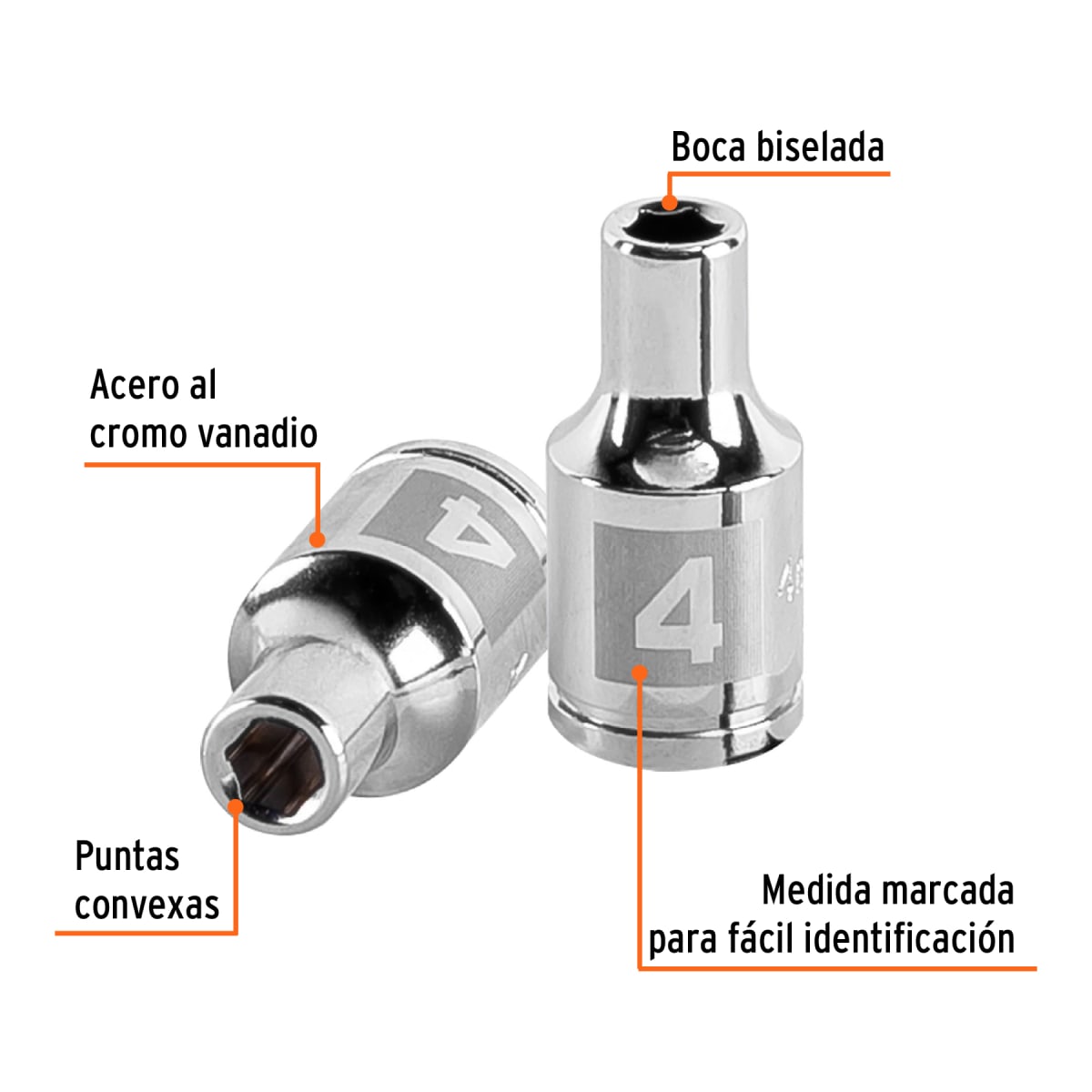 Dado hexagonal encastre 1/4'' de 4 mm. truper2