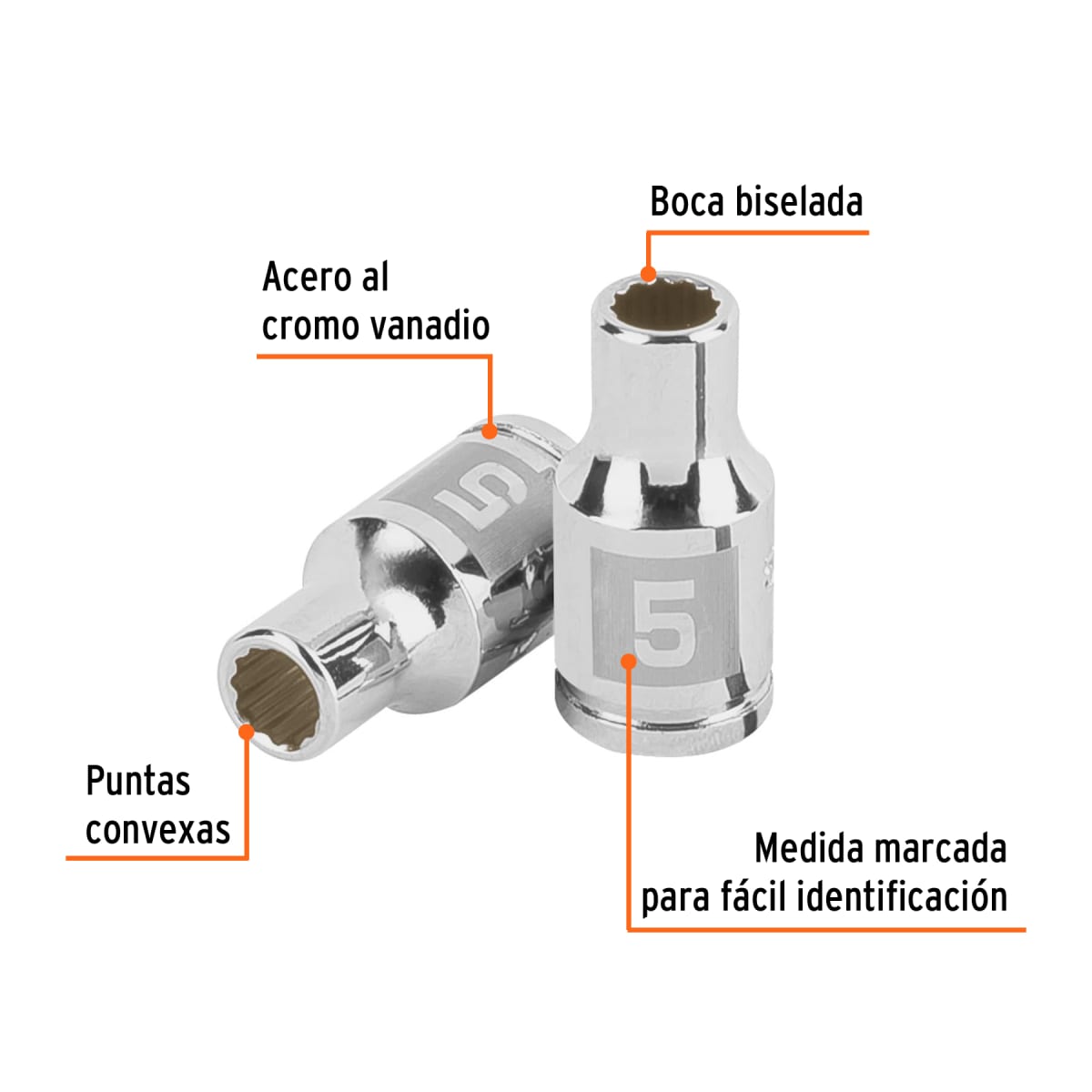 Dado poligonal encastre 1/4´´ de 5 mm, Truper2