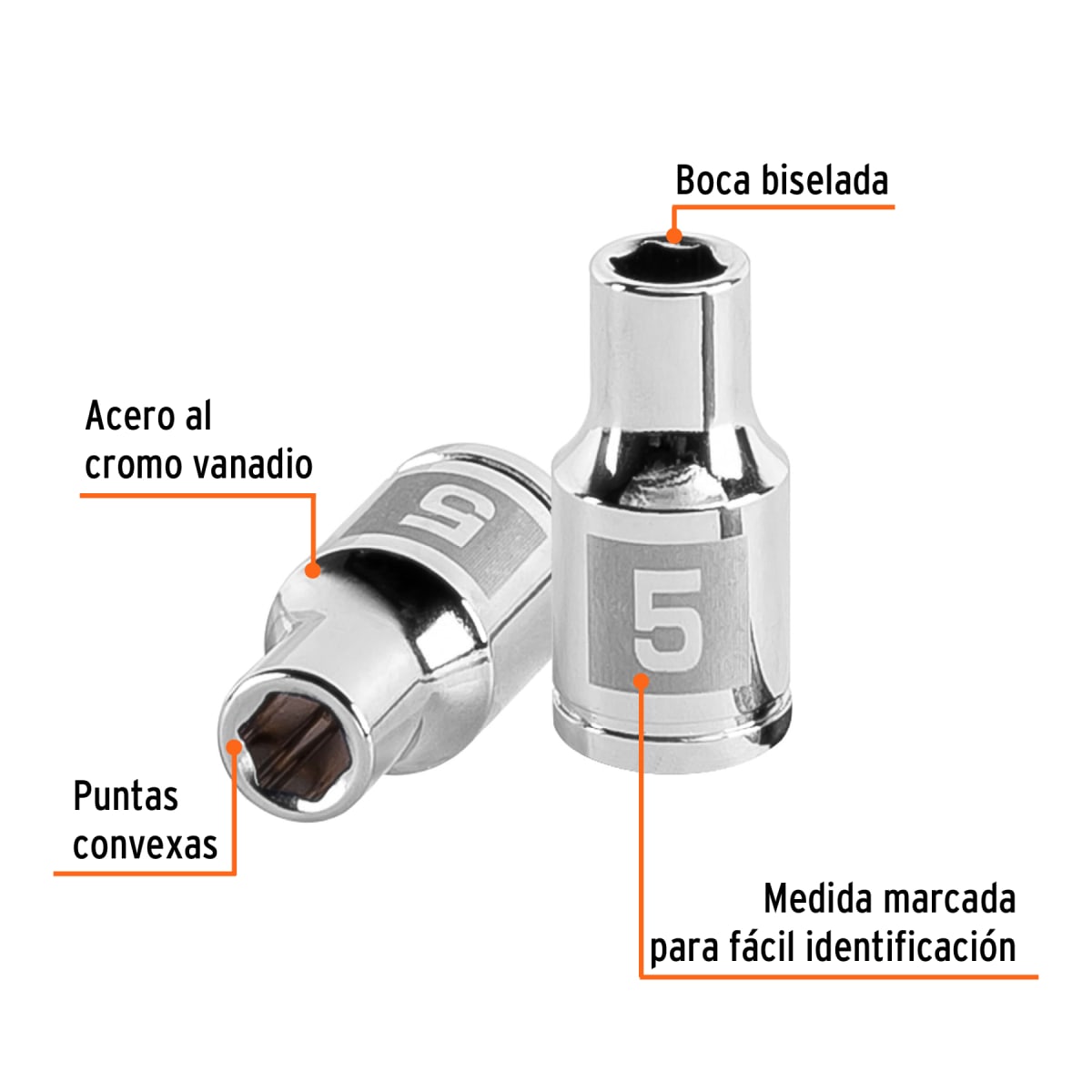 Dado hexagonal encastre 1/4'' de 5 mm. truper2